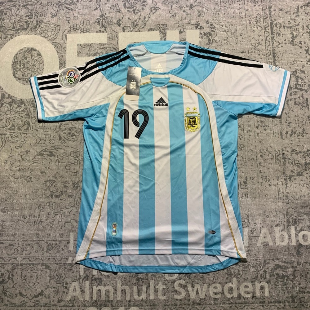 Adidas Argentina 2006 World Cup Home Jersey Messi 19 Men Medium Blue White NWT